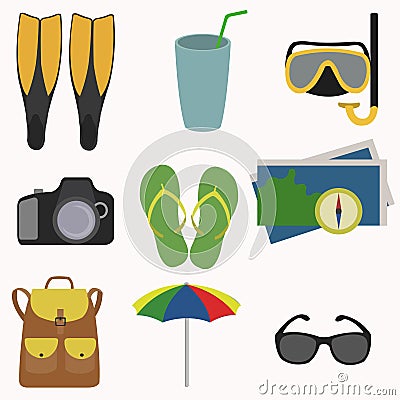 Summer holidays icon set. Vector Illustration