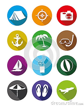 Summer holidays icons. Vector Illustration