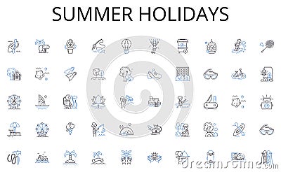 Summer holidays line icons collection. Decluttering, Arranging, Systemizing, Rationalizing, Streamlining, Simplifying Vector Illustration