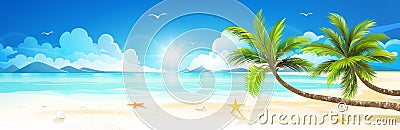 Summer holidays on tropical beach. Vector Vector Illustration