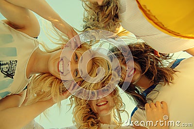 Summer, holidays, vacation, happy people concept - group of teen Stock Photo