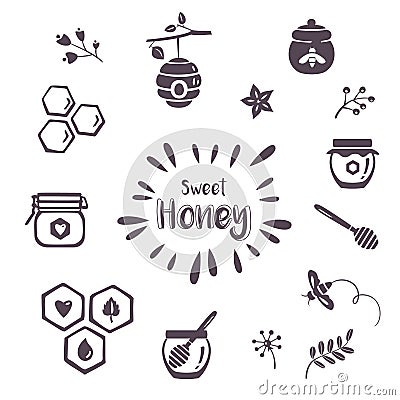 Summer honey icons Vector Illustration