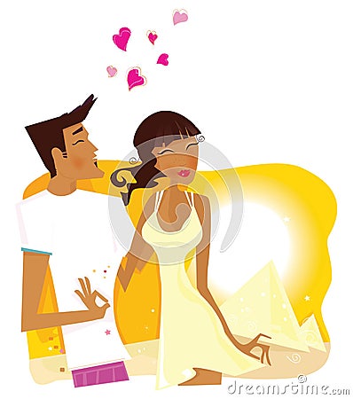 Summer Honeymoon in Egypt Vector Illustration