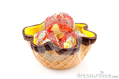 Summer ice cream in colored bowl Stock Photo