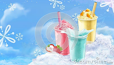 Summer ice shaved takeout cup Vector Illustration