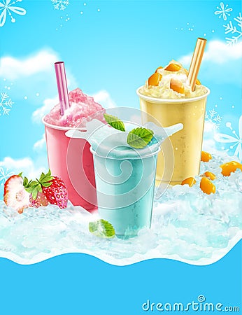 Summer ice shaved takeout cup Vector Illustration