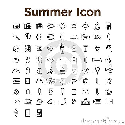 Summer Icon Set Vector Illustration