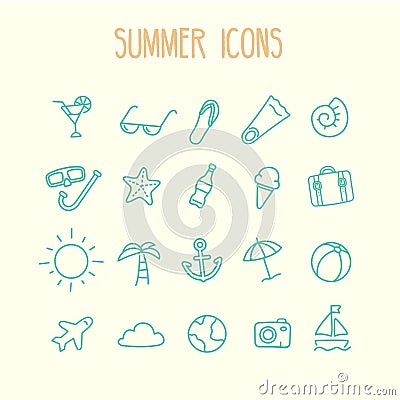 Summer icon set Vector Illustration