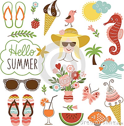 Summer icon set Vector Illustration