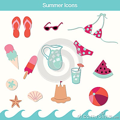 Summer Icon Vector Set Vector Illustration