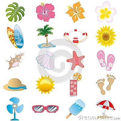 Summer icons set Vector Illustration