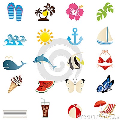 Summer icons set Stock Photo