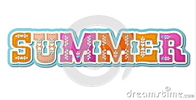 Summer, illustrated colorful word, illustration Vector Illustration