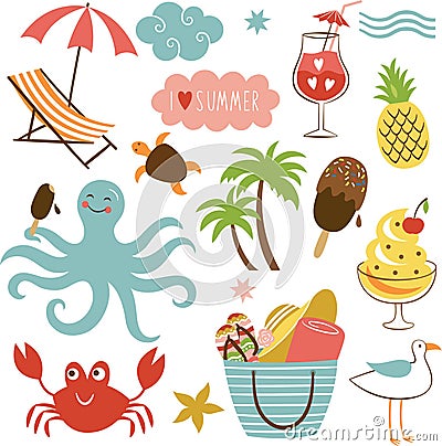 Summer images set Vector Illustration