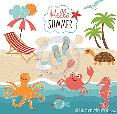 Summer images set Vector Illustration