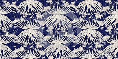 Summer indigo batik block print dyed motif seamless border pattern. Fashion edging ribbon trim for beach wear Stock Photo