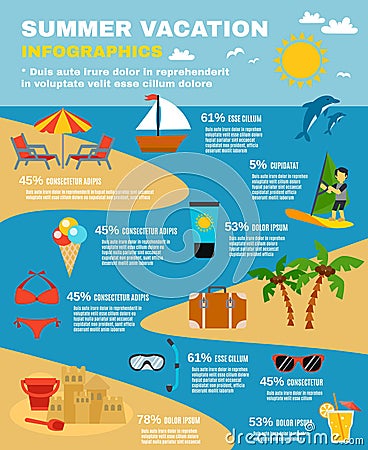 Summer Infographic Set Vector Illustration