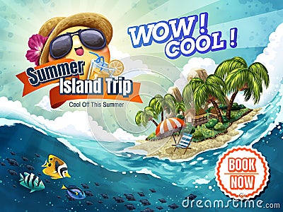 Summer Island Trip tour Vector Illustration