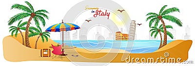 Summer in Italy web header or banner with stylish text travel ba Cartoon Illustration