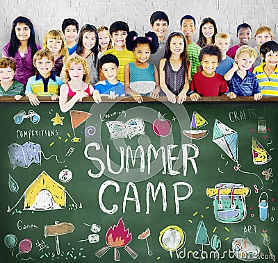 Summer Kids Camp Adventure Explore Concept Stock Photo