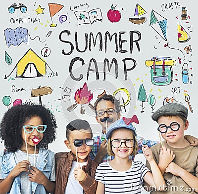 Summer Kids Camp Adventure Explore Concept Stock Photo