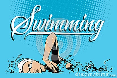 Summer kinds of sports. Swimming Vector Illustration