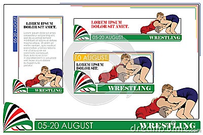 Summer kinds of sports. Wrestling Vector Illustration