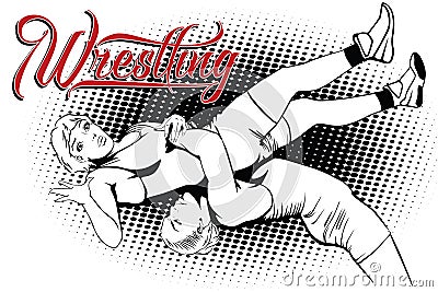 Summer kinds of sports. Wrestling Vector Illustration