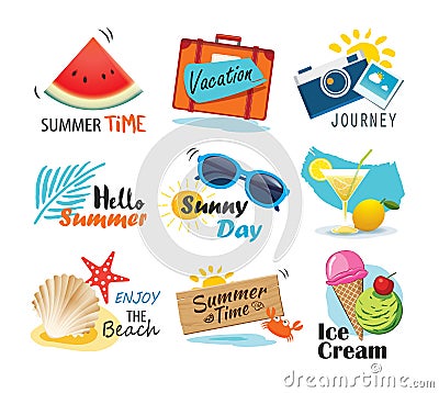 Summer label, banner, tag and elements background set. Vector il Vector Illustration