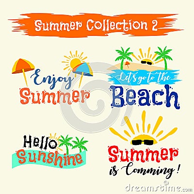 Summer labels, logos, illustration hand drawn Vector Illustration