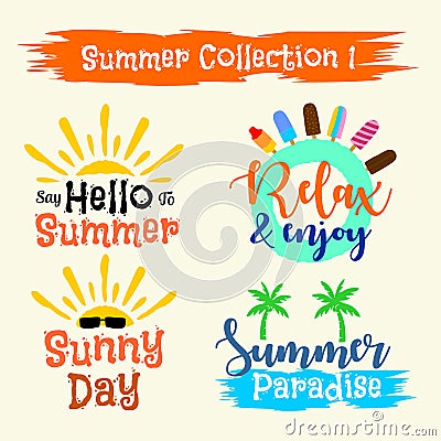 Summer labels, logos, illustration hand drawn Vector Illustration