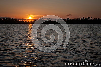 Summer lake sunset on the lake Stock Photo