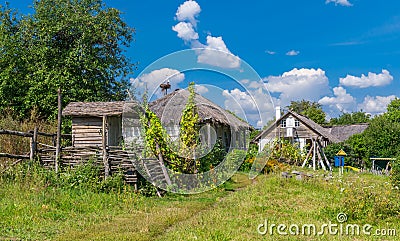 Summer landscape in an ancient farm-stead Proni in Poltavskaya oblast, Stock Photo