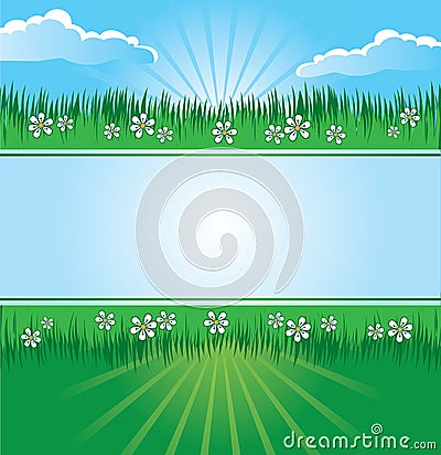 Summer landscape banner Vector Illustration