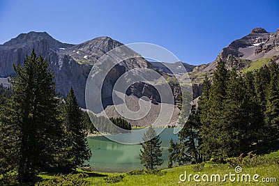 Summer landscape in Ibon De Plan, Pyrenees, Spain Stock Photo