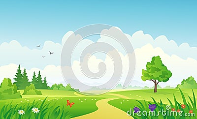 Summer landscape Vector Illustration