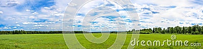 Summer landscape a panorama with a field and the blue sky. agri Stock Photo