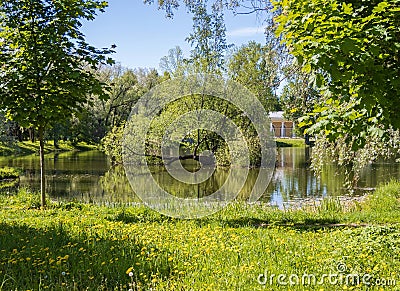 Summer landscape of the parks of St. Petersburg. Stock Photo
