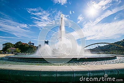 Summer Landscape of Point State Park Fountain in Pittsburgh Editorial Stock Photo
