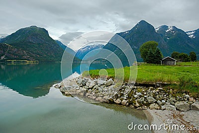 Summer landscape in Stryn Norway Stock Photo