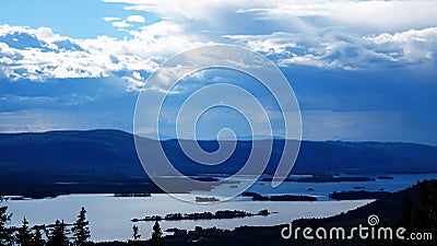 Lake and islands view from Galtis mountain near Arjeplog in Sweden Stock Photo