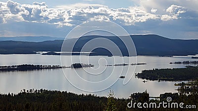 Lake view from Galtis mountain near Arjeplog in Sweden Stock Photo