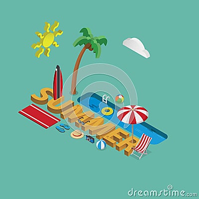 Summer lettering designvector illustration. Vector illustration decorative design Vector Illustration