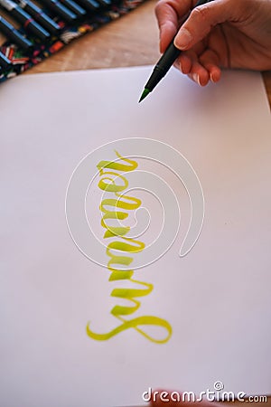 Summer lettering, handwriting, creation concept Stock Photo