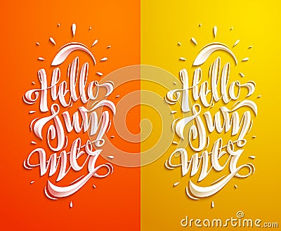 Summer Lettering Set. Vector Illustration