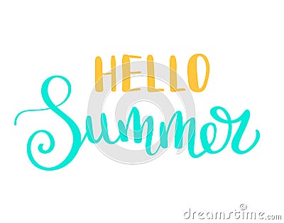 Summer letterings hand drawn brush multicolor letterings. Summer typography - hello summer. Handwritten inscription Vector Illustration