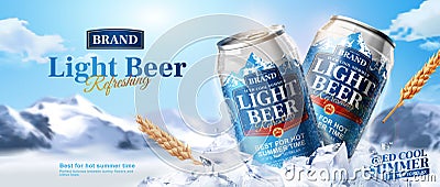 Summer light beer ads Vector Illustration