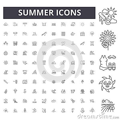 Summer line icons, signs, vector set, outline illustration concept Vector Illustration