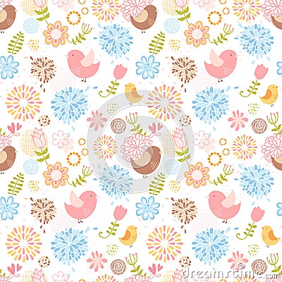 Summer lovely floral seamless pattern Vector Illustration