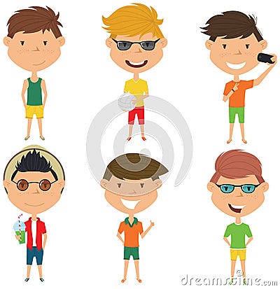 Summer male characters vector illustration. Vector Illustration